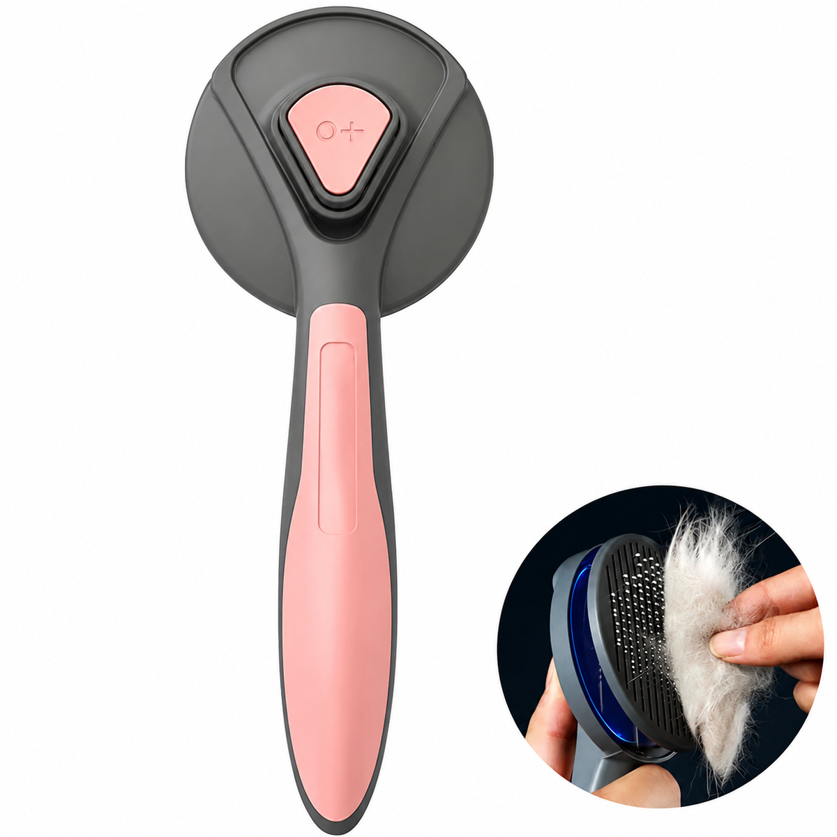 Brosse de toilettage avec bouton en acier inoxydable pour chat Pour toi Mon chat