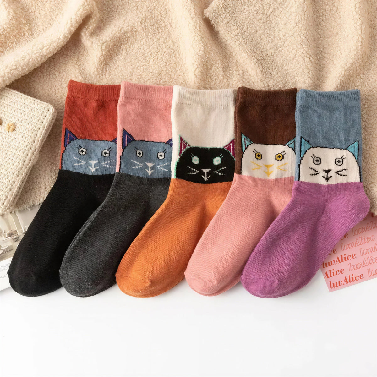 Cadeau Fan De Chat Lot De 5 Paires De Chaussettes Motif Chat Pour toi Mon chat
