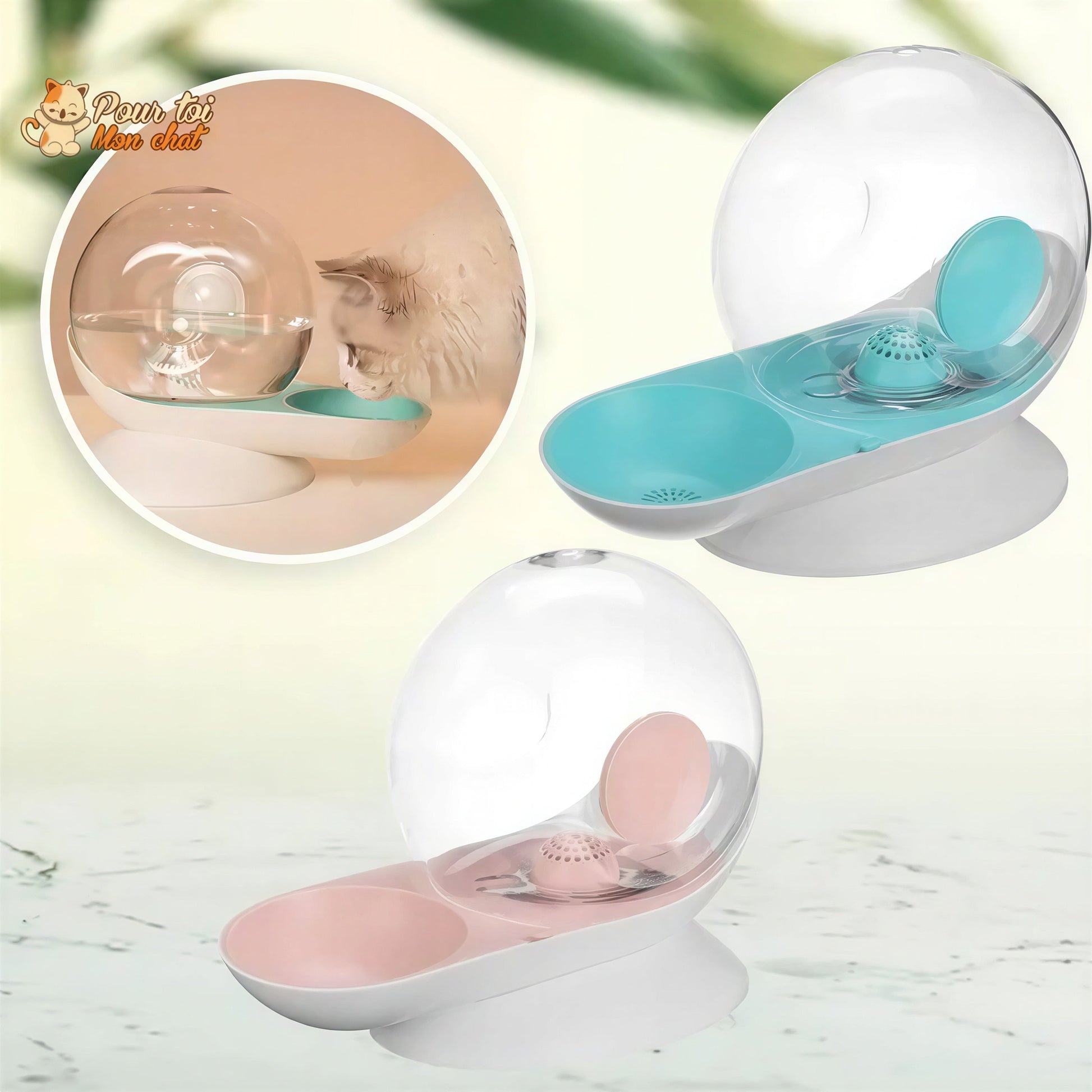 Fontaine à Eau Chat Sans Electricité - Escarg'eau™ Pour toi Mon chat