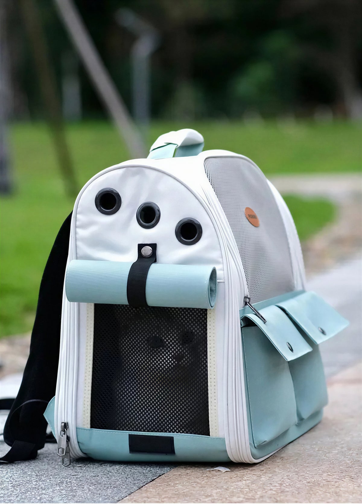 Sac à dos vert pliable et ventilé pour chat - vue 3