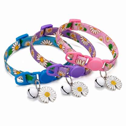 Collier Chat Anti Étranglement avec Motifs de Fleurs et Clochette Pour toi Mon chat