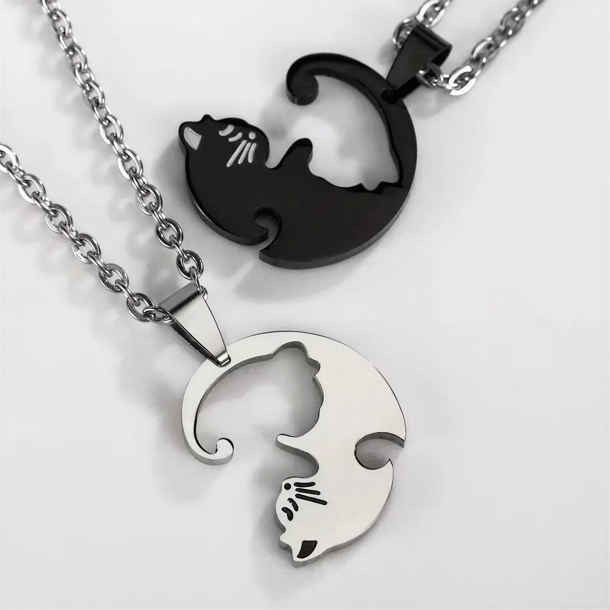 Collier de couple à design de chat en acier inoxydable Pour toi Mon chat