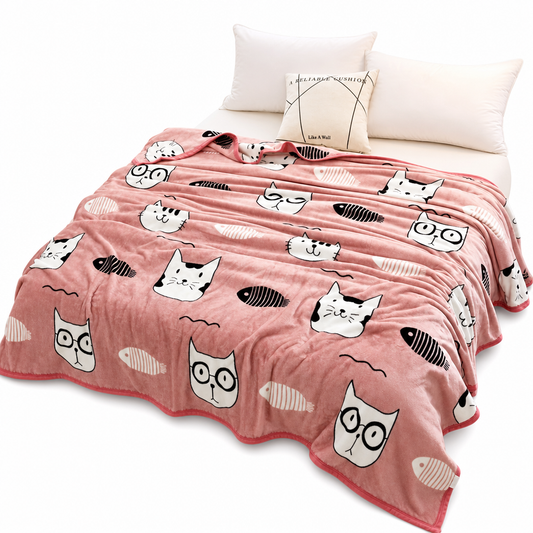 Cadeau Fan De Chat Plaid Rose Avec Tete De Chat Et Poisson Pour toi Mon chat