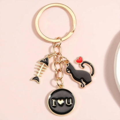 Porte-clés mignon en métal avec pendentif de chat Pour toi Mon chat