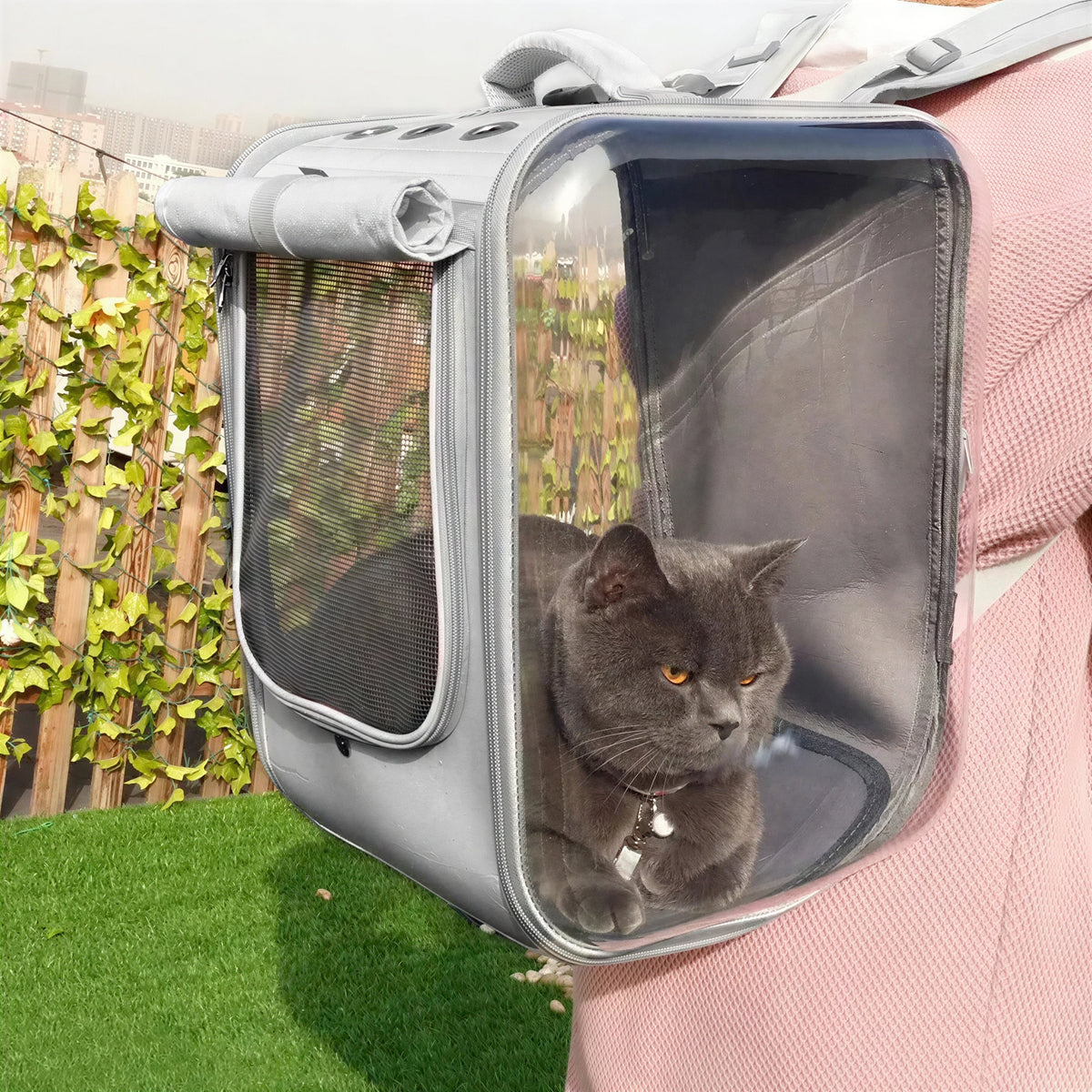 Sac à dos carré de transport spacieux pour chat Pour toi Mon chat