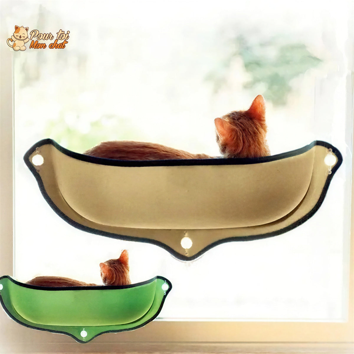 Lit suspendu à ventouses pour chat - Hamac-Fenêtre-Chat™ Pour toi Mon chat