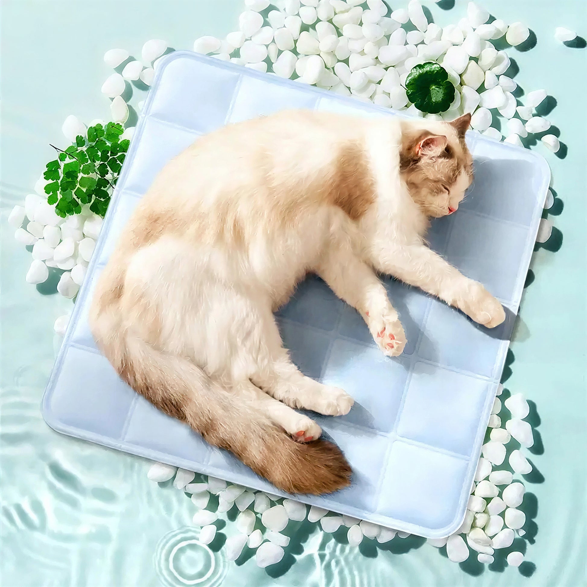 Tapis Rafraichissant Chat Confortable avec Motifs Carrés - vue 3