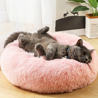 Lit à long poil apaisant en forme de donut pour gros chat Pour toi Mon chat