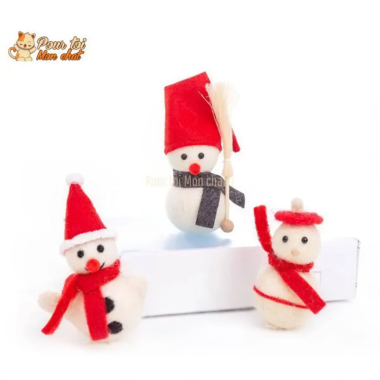 Noël Jouets, boule culbuto en feutre de laine, décors de Noël, Bonhomme de neige - Pour Chat - CulbutoNeigeChat™ Pour toi Mon chat