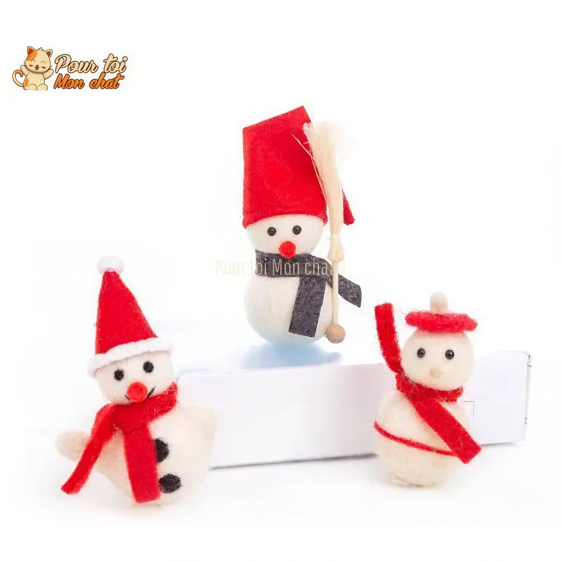 Noël Jouets, boule culbuto en feutre de laine, décors de Noël, Bonhomme de neige - Pour Chat - CulbutoNeigeChat™ Pour toi Mon chat