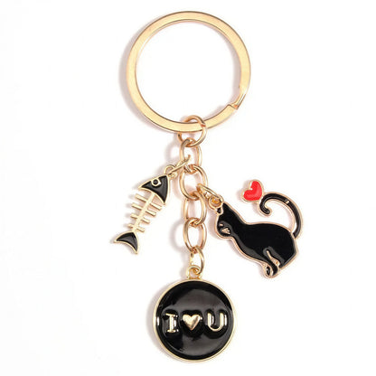 Porte-clés mignon en métal avec pendentif de chat Pour toi Mon chat