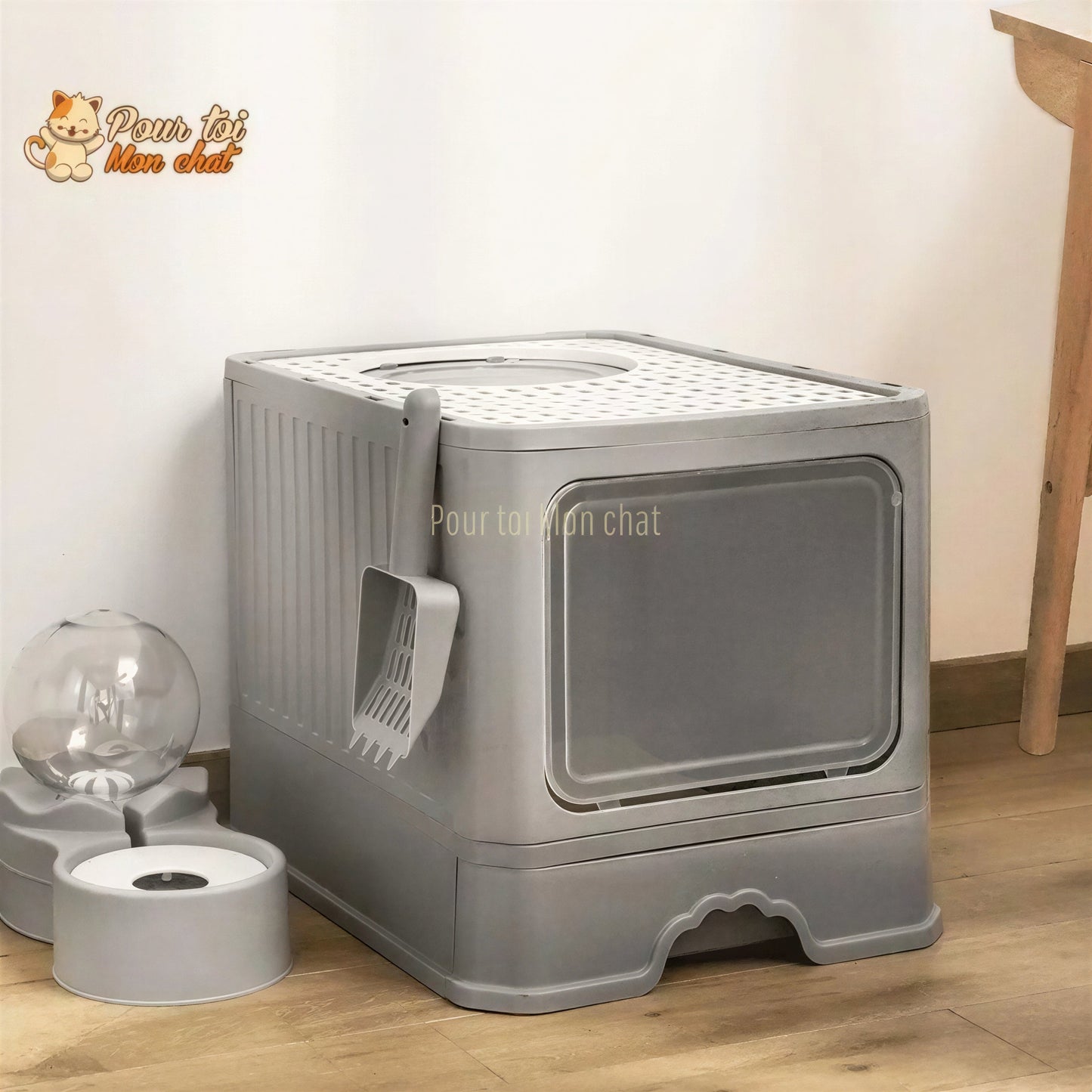 Bac à Litière Élégant et Hygiénique pour chat – LittyKitty4™ Pour toi Mon chat