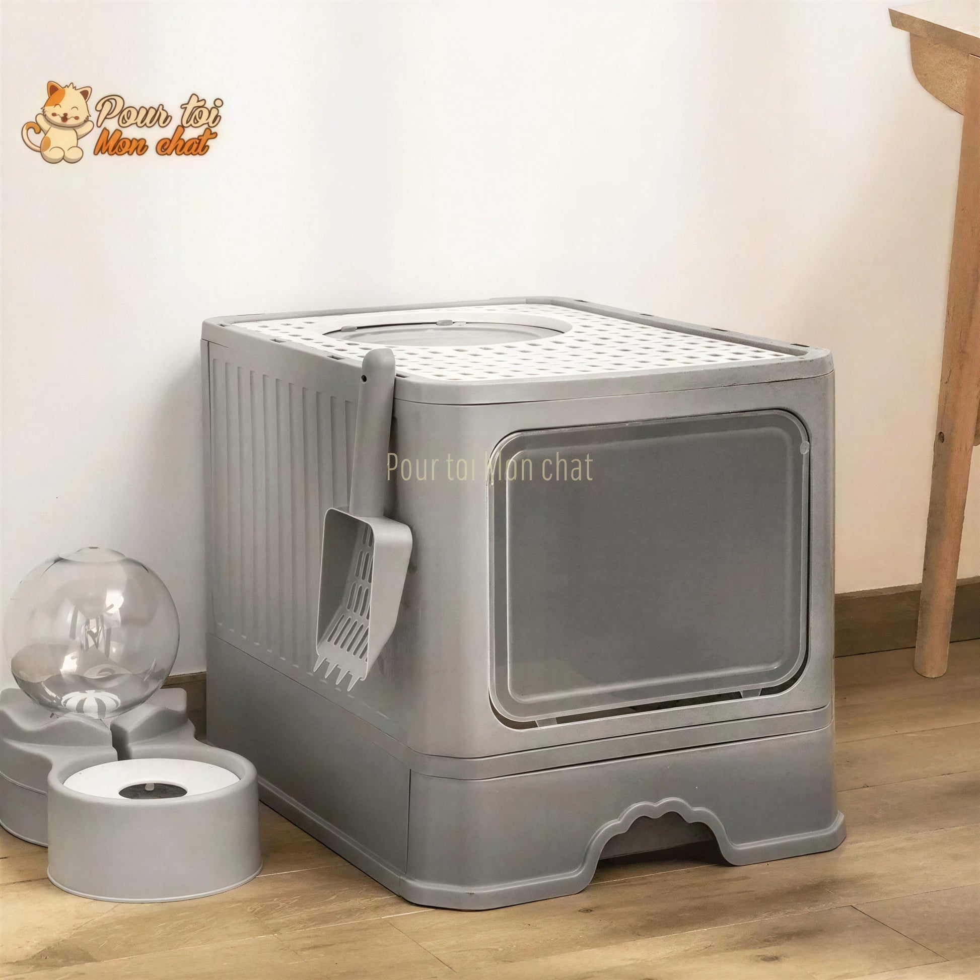 Bac à Litière Élégant et Hygiénique pour chat – LittyKitty4™ Pour toi Mon chat
