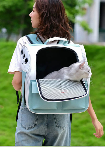Sac à dos vert pliable et ventilé pour chat - vue 5