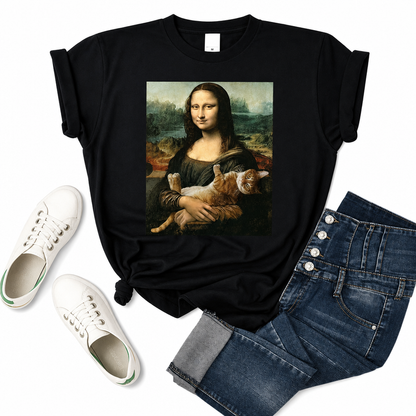 T-shirt Mona Lisa étreignant un chat Pour toi Mon chat