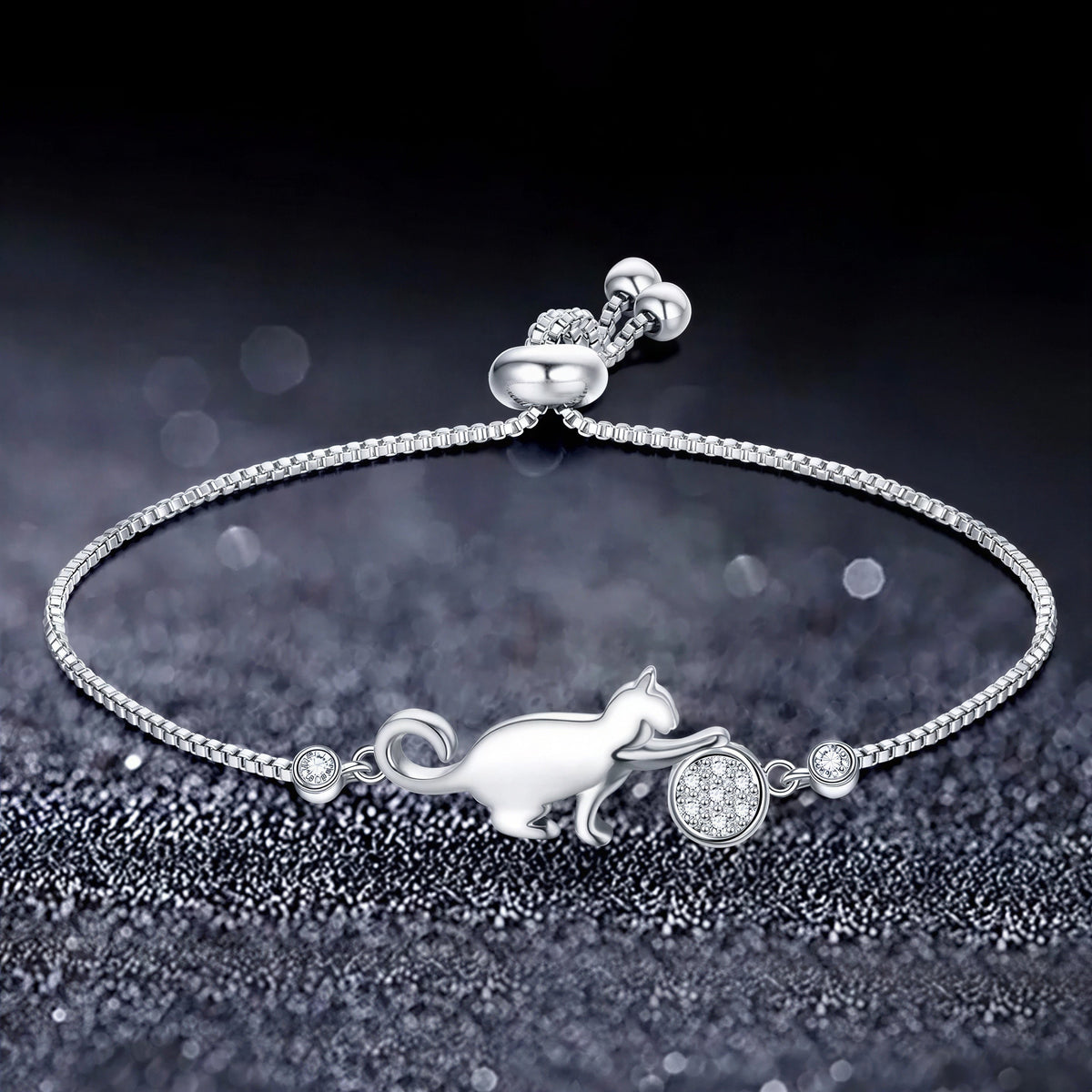 Bracelet de chat ajustable en argent Pour toi Mon chat