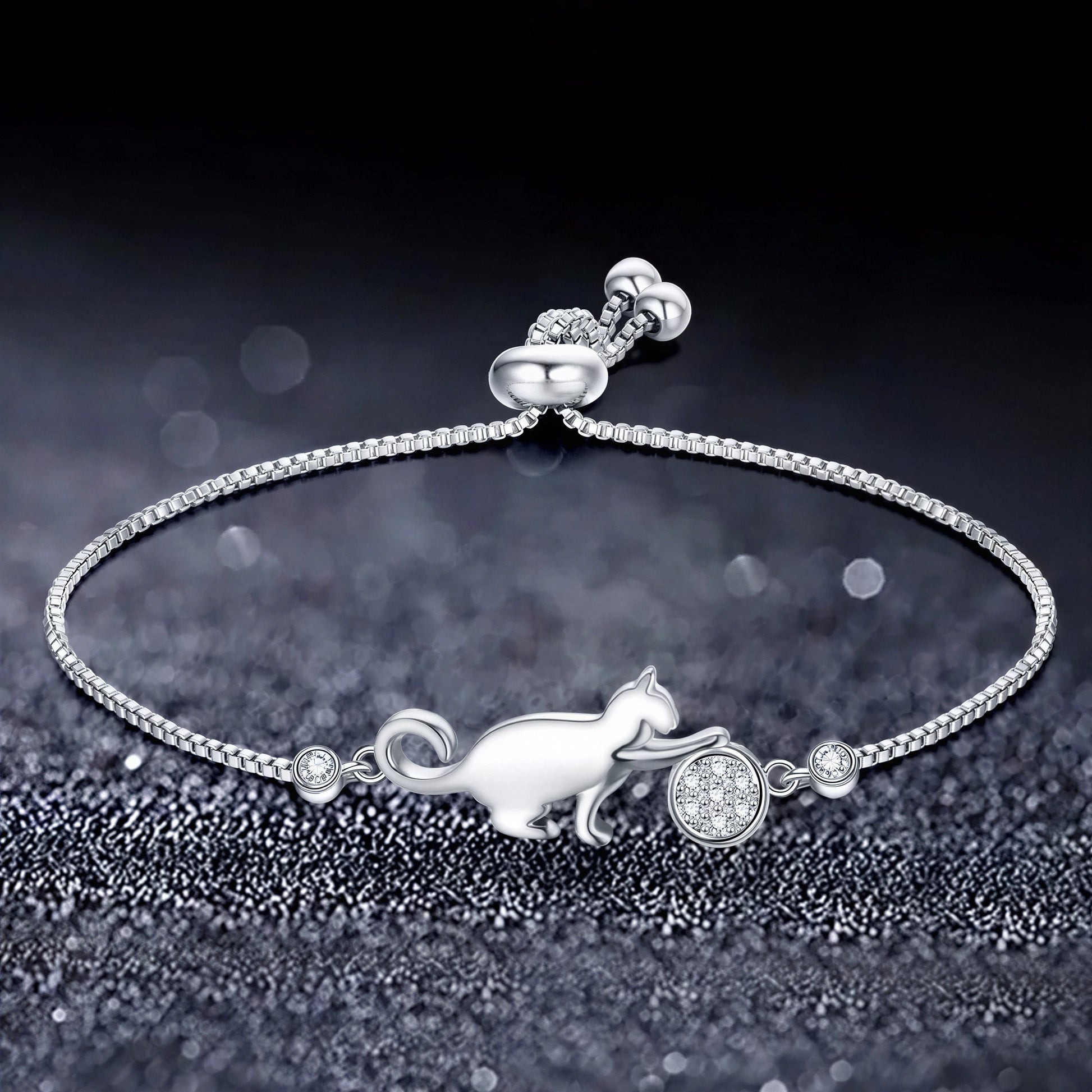 Bracelet de chat ajustable en argent Pour toi Mon chat