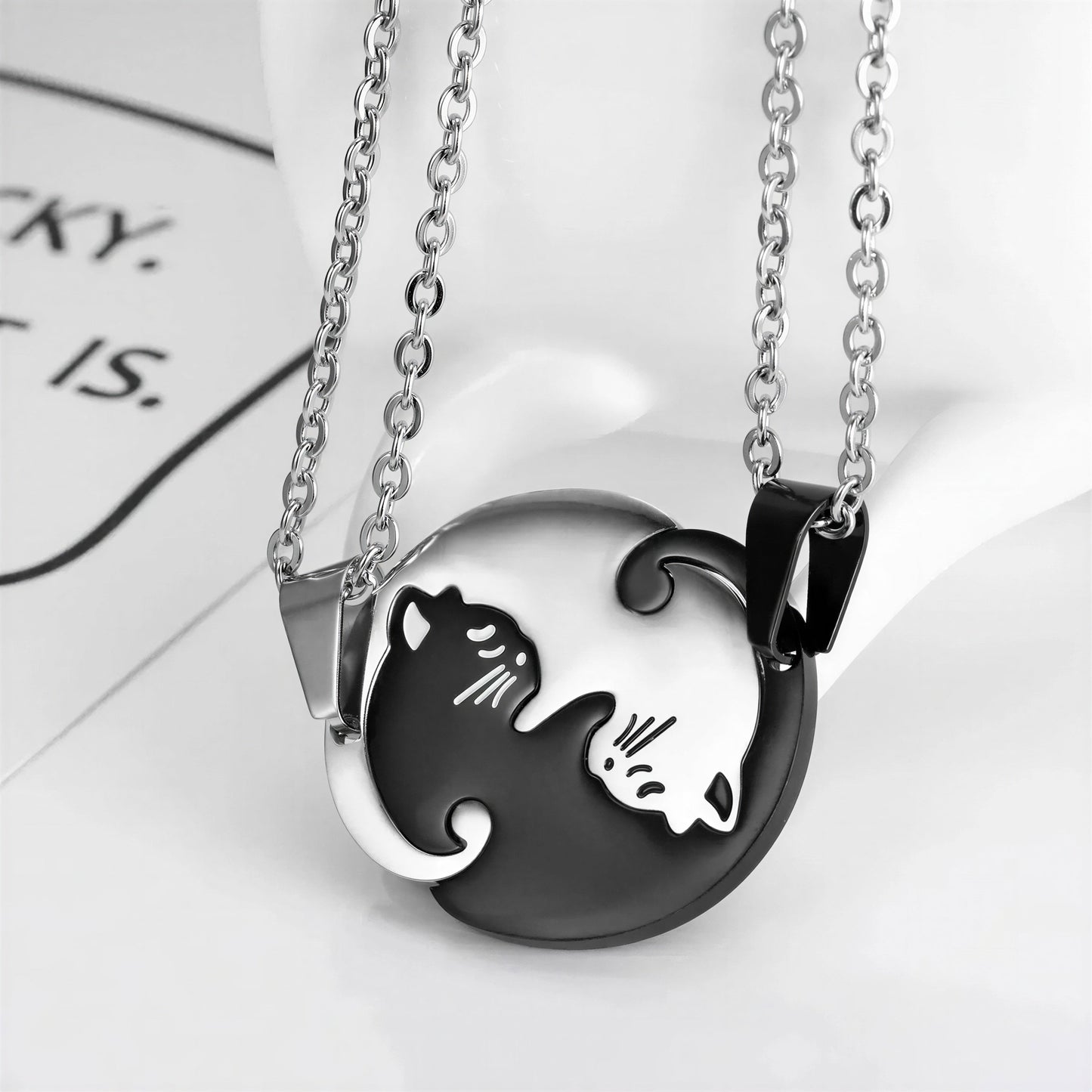 Collier de couple à design de chat en acier inoxydable Pour toi Mon chat