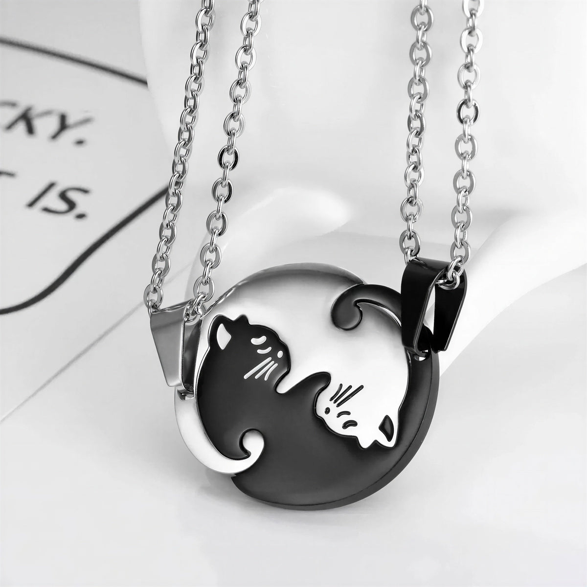 Collier de couple à design de chat en acier inoxydable Pour toi Mon chat