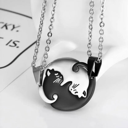 Collier de couple à design de chat en acier inoxydable Pour toi Mon chat