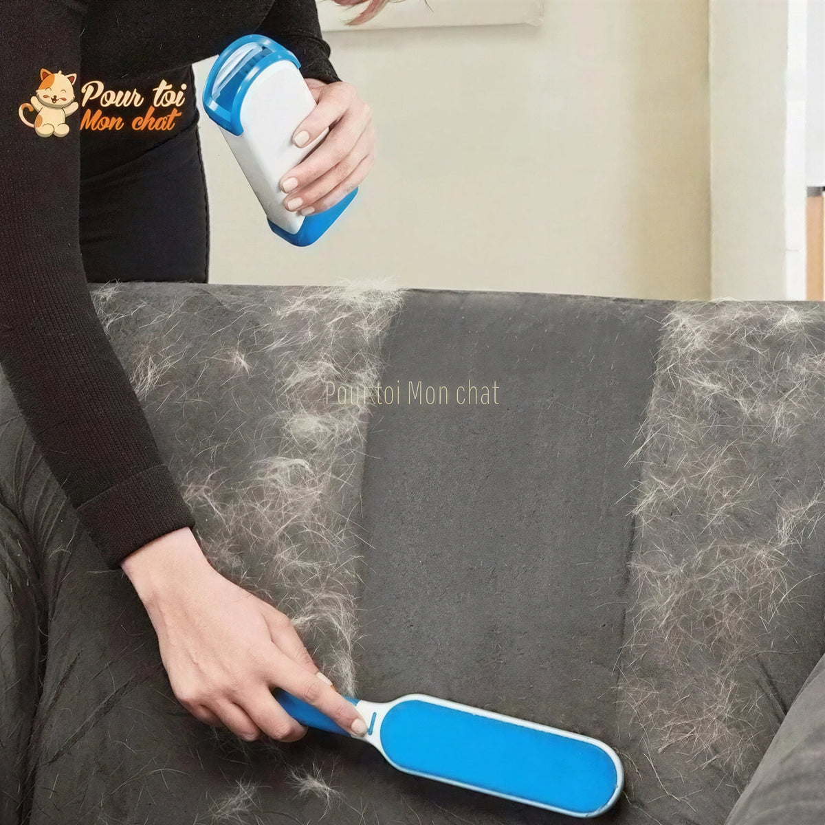 Brosse à poils pour Chat sur Vêtement et Canapé - Chat'Brosse'Tout™ Pour toi Mon chat