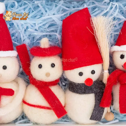 Noël Jouets, boule culbuto en feutre de laine, décors de Noël, Bonhomme de neige - Pour Chat - CulbutoNeigeChat™ Pour toi Mon chat
