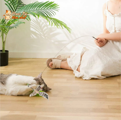 Jouet pour Chat Interactif à Ventouse - Simulation d’Oiseau et Plumes Amovibles Pour toi Mon chat