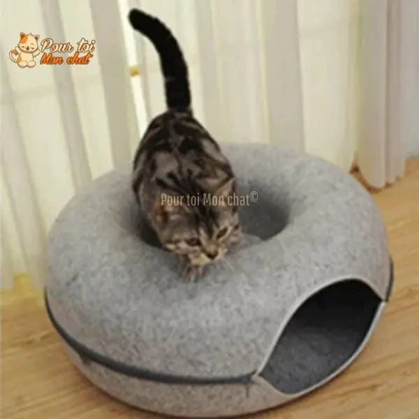 PANIER DE MAISON EN FEUTRE NATUREL POUR CHAT - DONUT4CAT™ - Pour toi Mon chat