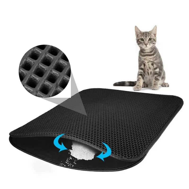 Tapis récupérateur de litière pour chat – Simple et Double-fond tapis litière - Pour toi Mon chat