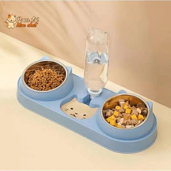 Fontaine à eau et bols à croquettes et friandises pour chat - Perfect Trio - Pour toi Mon chat