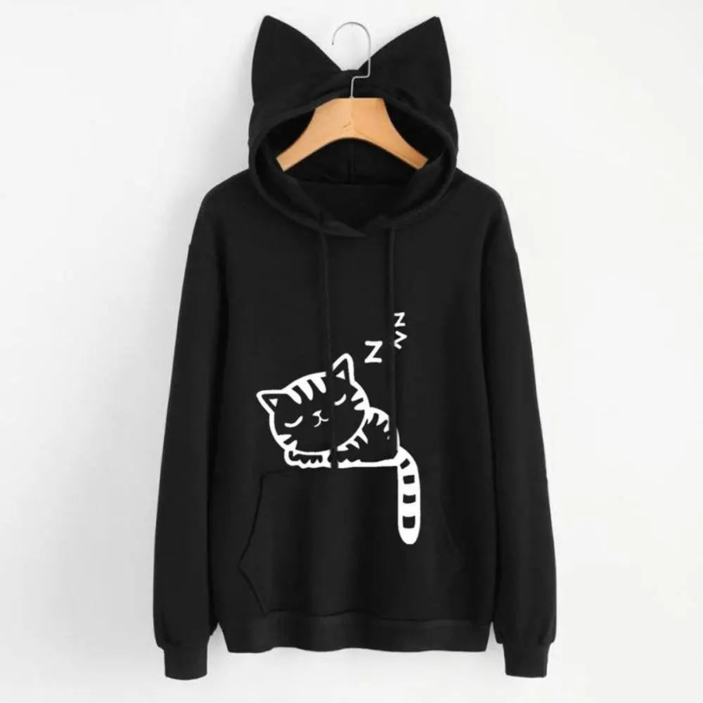 Sweat à capuche en forme de chat pour femmes Pour toi Mon chat